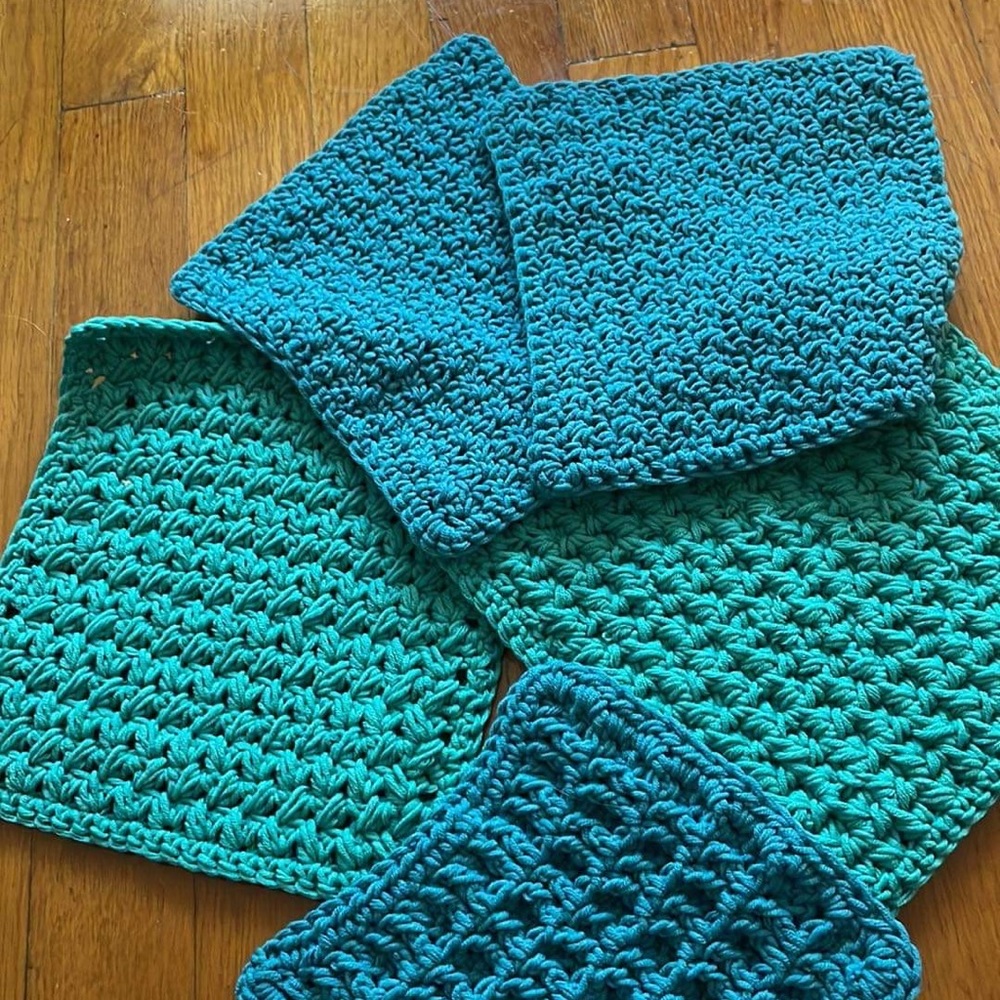 Handmade Cotton Crochet Hand & Face Cloths Multi-purpose Kitchen